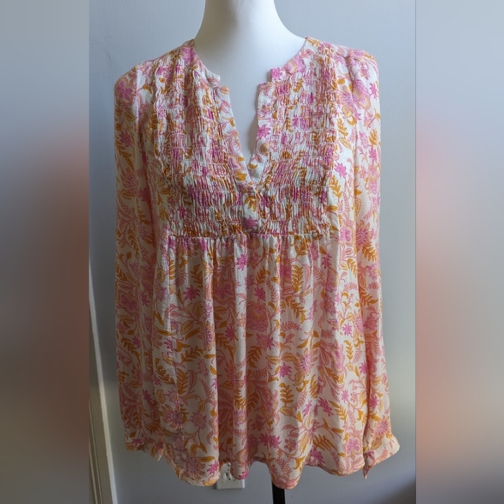NWT.... Lucky Brand Floral High/low Boho Blouse Size Small